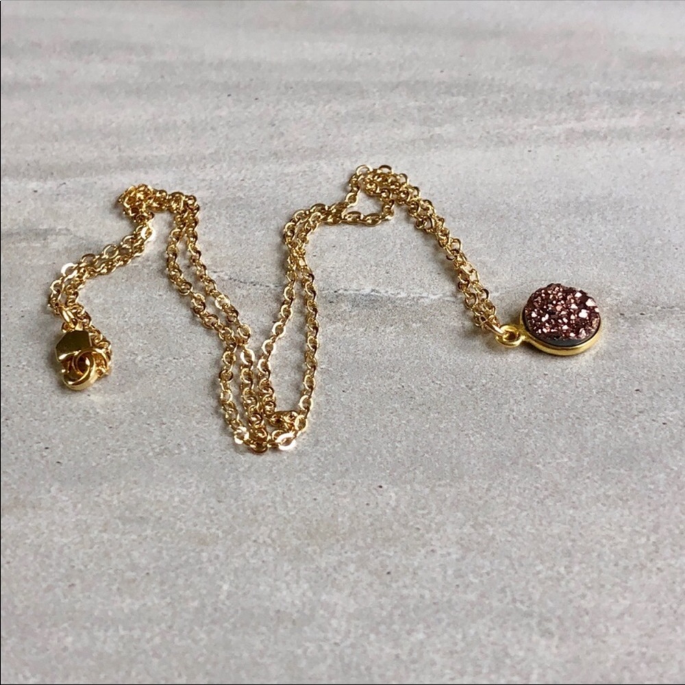 Dainty Gold Druzy Choker Necklace - Picture 2 of 3